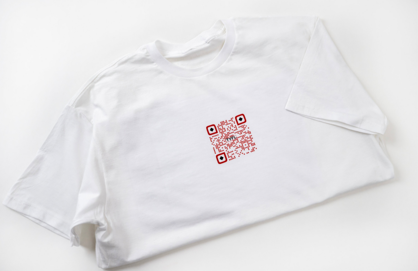 Thank You For Leaving: White T-Shirt QR code on front. includes a gift