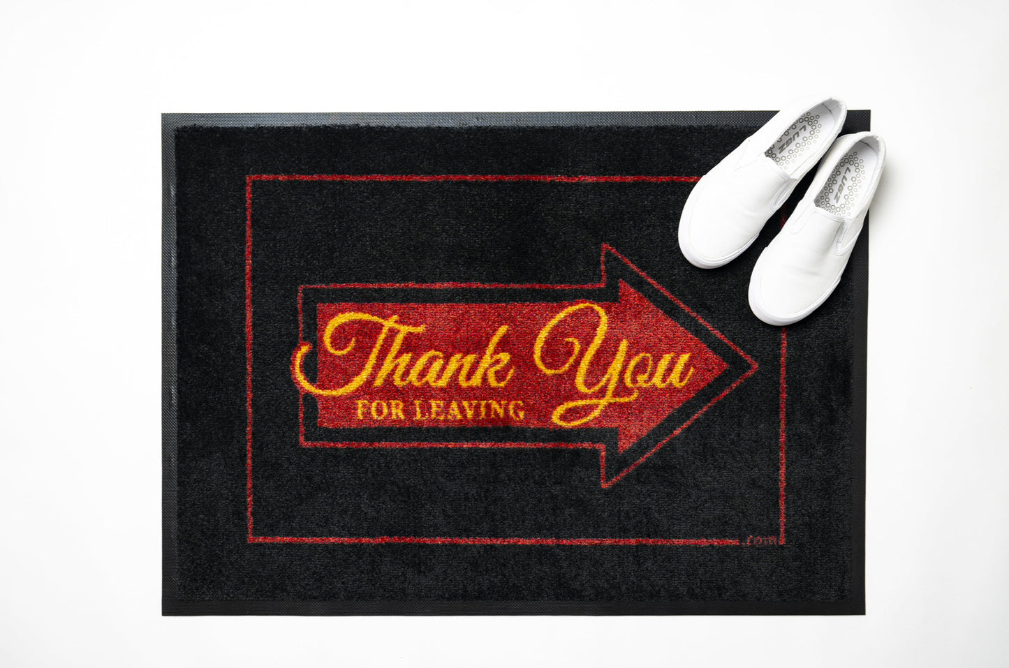 Thank You For Leaving: Black Door Mat